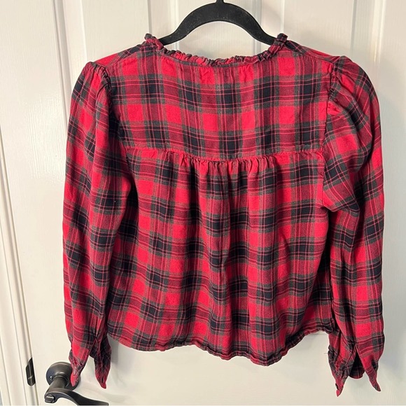 Superdry Vintage Ruffle Trim Check Long Sleeve Shirt Size 6 US - Picture 12 of 14